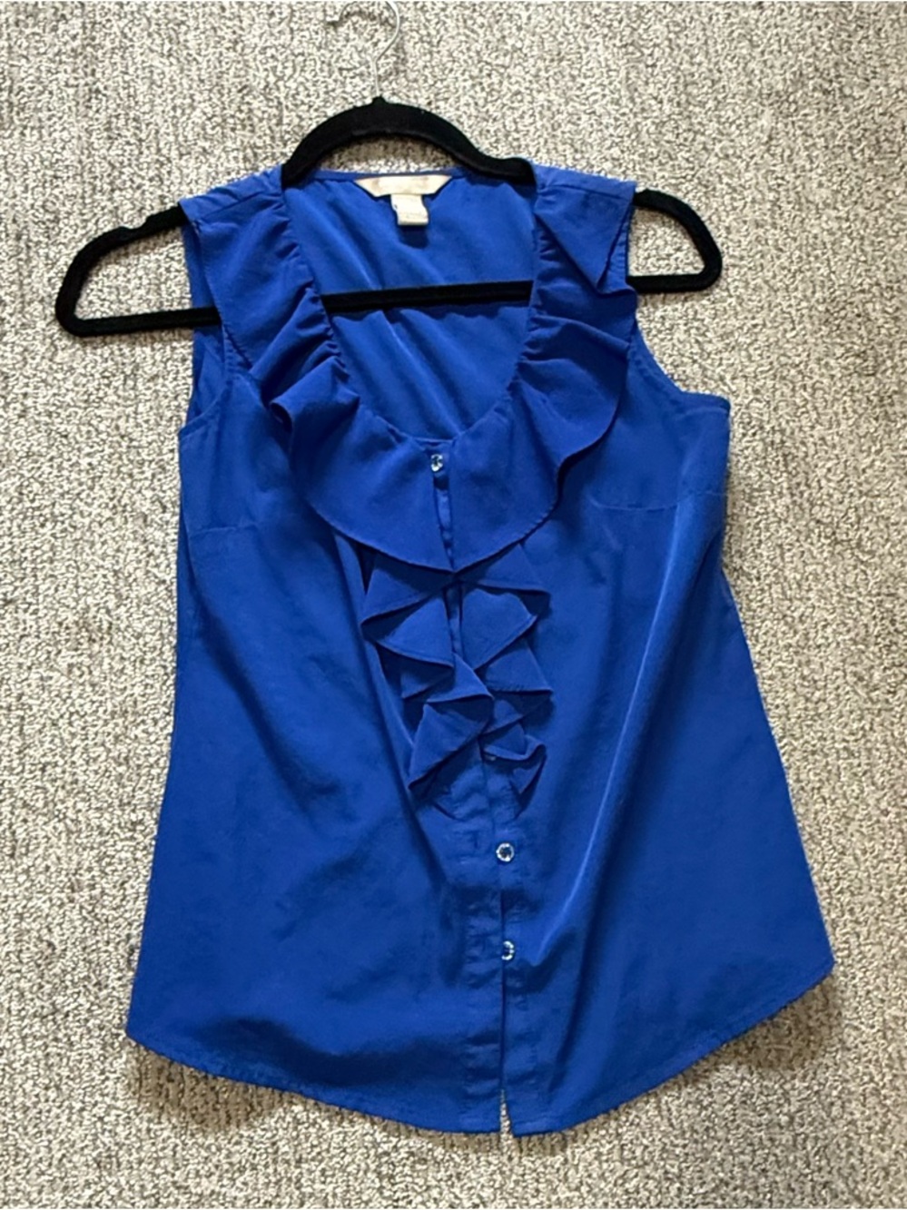 Banana Republic Royal Blue Sleeveless Ruffle Front Top